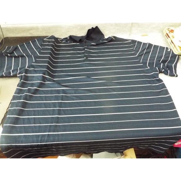 Nike Golf Polo Dri Fit white Striped Mens Blue XXL Short Sleeve Shirt - Picture 1 of 5